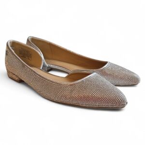 Juicy Couture Paden Pointed Toe Silver Rhinestone Flats Size 7.5